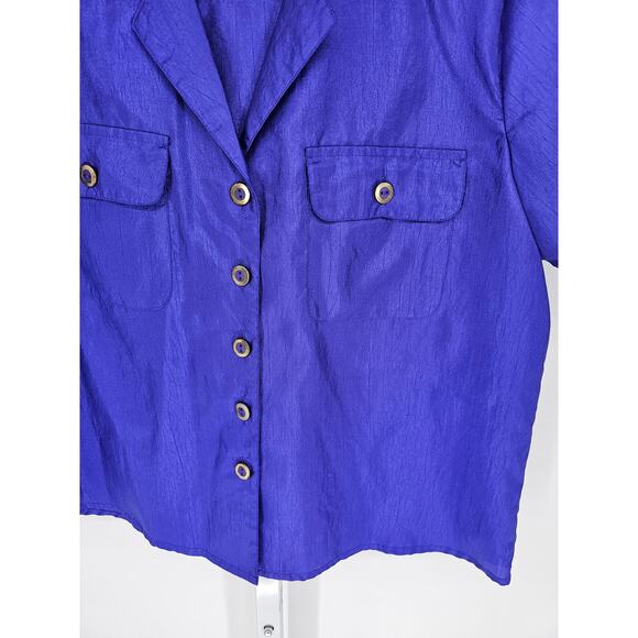 Laura & Jayne Women's Purple Polyester Short Sleeve Button-Up Jacket Size 12 - Picture 3 of 4